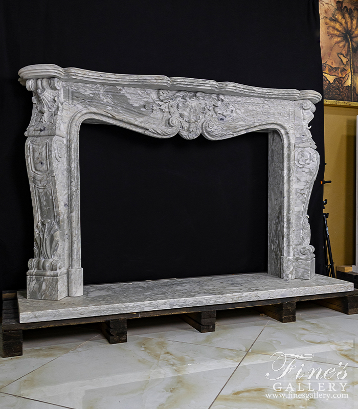 Marble Fireplaces  - Louis XVII French Style Marble Fireplace Mantel In Arabascato Marble - MFP-2522